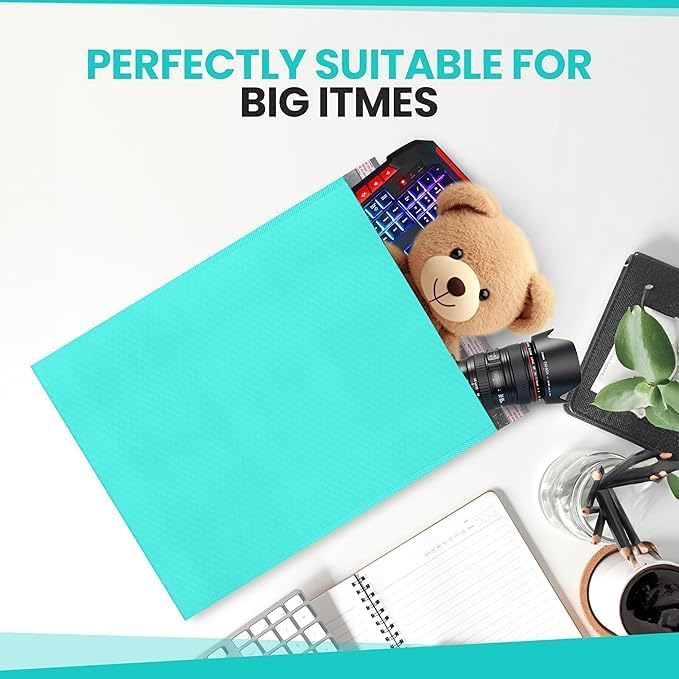 Aqua Teal Bubble Mailers 14.25x20, Poly Padded Envelopes #7, 50 Pack - Image 3