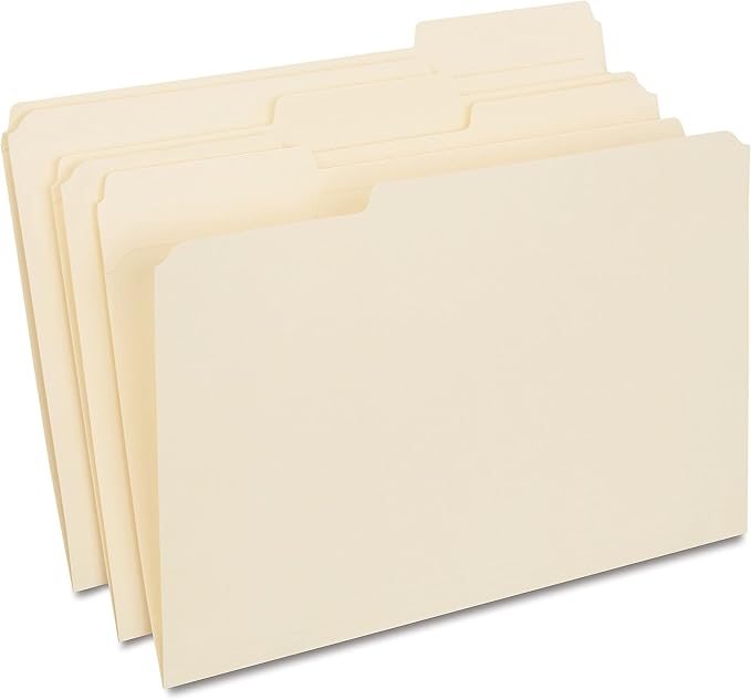 Staples Reinforced File Folder, Legal Size, 1/3‑Cut Tab, Manila, Durable Construction, 200/Carton by Staples