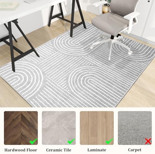Office Chair Mat for Hardwood Floor, 60"x45" Easy Glide Computer Desk Mat Protector for Rolling Chair Under Desk Rug Nonslip Backing, Machine Wash, (Modern) - Image 3