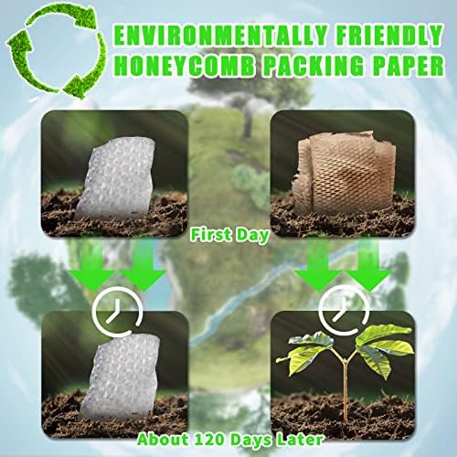 Honeycomb Packing Paper, MINHAO 15"x165' Eco Friendly Packing Paper for Moving Recyclable Honeycomb Paper Moving Supplies Bubble Paper Wrapping Protective Roll, With 36 Fragile Sticker Labels - Image 4