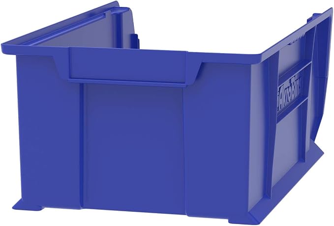 Akro-Mils 30281 Super-Size AkroBins Plastic Storage Bins, Space-Saving Stackable Bins for Garage, Classroom, Warehouse Organization, 20" L x 12" W x 8" H, Blue, 3-Pack - Image 3