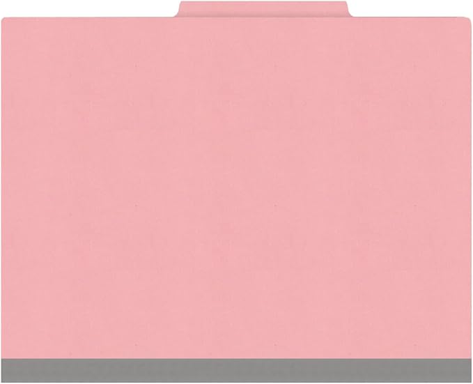Heavy Duty End Tab Color Folders, 2/5 Cut ROC Top Tab, Letter Size, 1 Divider, Pink (Box of 10) - Image 3
