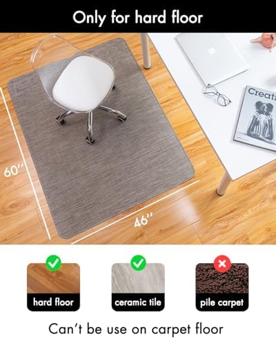BARoyal Office Chair Mat for Hardwood Floor Under Desk Computer Rolling Chair Mat for Wood/Tile Floor Non-Slip Heavy Duty Desk Rug PVC Plastic Hard Floor Protector 46"x 60" (Soapstone) - Image 3