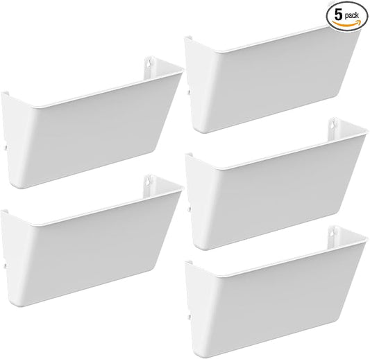 Gawerk Clear Acrylic Single Pocket, Plastic Hanging Wall Mount File Holder for Office Home (White, 5 Pack) by Gawerk