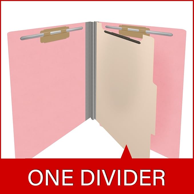 Ecom Folders Heavy Duty Top Tab Classification Folders | Letter Size 18 Pt Stock with 1 Divider | 2/5 Cut Right Position Tab for Medical, Legal and Office Documents | Pink, Box of 10 - Image 8