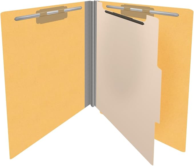 Ecom Folders Heavy Duty Top Tab Classification Folders | Letter Size 18 Pt Stock with 1 Divider | 2/5 Cut Right Position Tab for Medical, Legal and Office Documents | Yellow, Box of 10 - Image 4