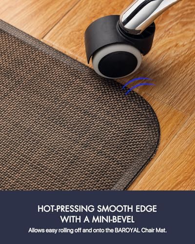 BARoyal Office Chair Mat for Hardwood Floor Under Desk Computer Rolling Chair Mat for Wood/Tile Floor Non-Slip Heavy Duty Desk Rug PVC Plastic Hard Floor Protector 48" x 60"(Coffee) - Image 5