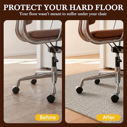 Aothia Textilene Chair Mat for Hardwood Floors - Heavy Duty Non-Slip Desk Floor Protector, Durable PVC & Polyester Blend, Easy to Clean, Ideal for Home Office (36"x47", Brown Beige) - Image 2