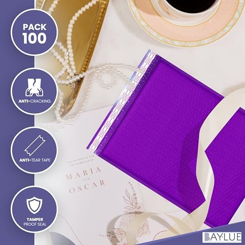 Purple Bubble Mailers 10x13, Self Seal Poly Padded Envelopes, 100 Pack Bulk - Image 4