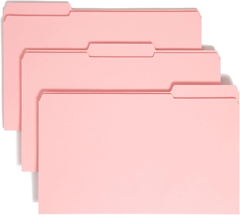 Smead File Folder, Reinforced 1/3-Cut Tab, Legal Size, Pink, 100 per Box (17634) by SMEAD