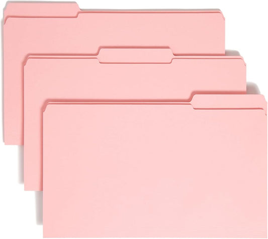 Smead File Folder, Reinforced 1/3-Cut Tab, Legal Size, Pink, 100 per Box (17634) by SMEAD