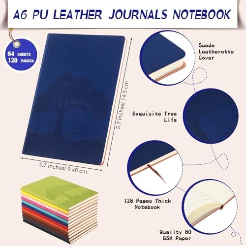 TaoBary A5 PU Leather Journals Bulk Colorful Tree Journal Notebook Soft Leather Cover Lined Ruled Writing Notebook for Back to School Office Group Team Volunteer(Bright Colors,84 Pcs) - Image 2