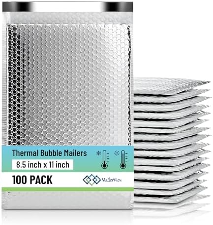 Thermal Insulated Mailers 8.5x11, Cold Shipping, 100 Pack by MAILERVIEW