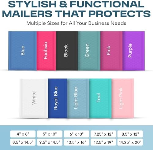 Light Blue Bubble Mailers 12.5x19.5 Poly Padded Envelopes #6 100 Pack - Image 3