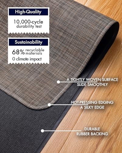 Baroyal Office Chair Mat for Hardwood Floor Under Desk Computer Rolling Chair Mat for Wood/Tile Floor Non-Slip Heavy Duty Desk Rug PVC Plastic Hard Floor Protector 45"x 53" (Dark Walnut) - Image 4