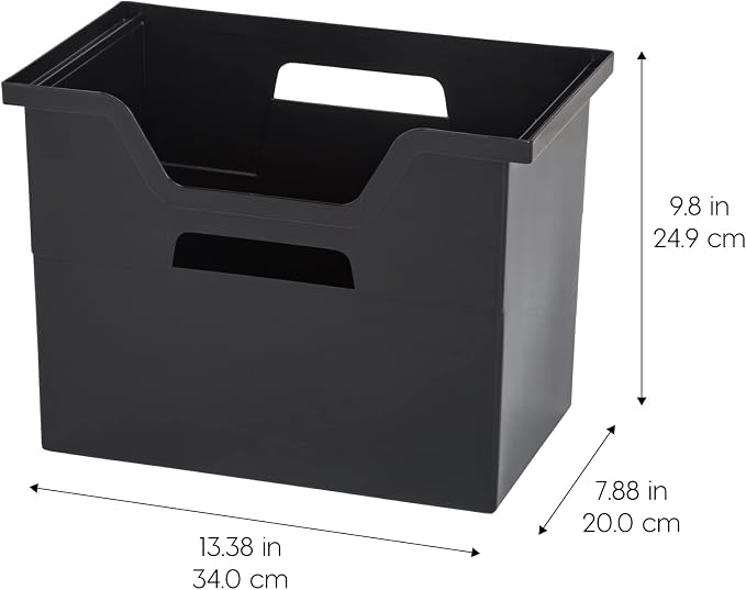 IRIS USA 4-Pack Large Desktop File Box with Open Lid, Black | Organize paperwork, mail, magazines, and office supplies with portable storage for desks, classrooms, and home workspaces - Image 2