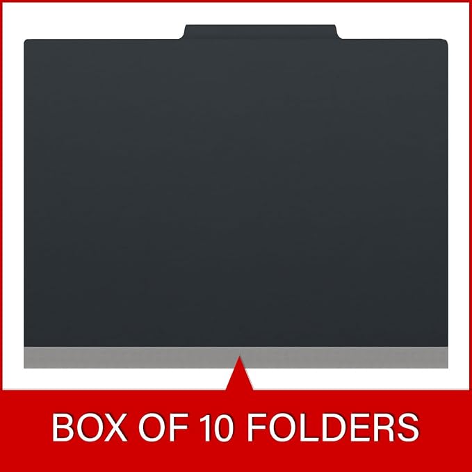 25 Pt. Pressboard Classification Folders, 2/5 Cut ROC Top Tab, Letter Size, 3 Dividers, Black (Box of 10) - Image 6