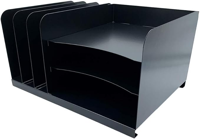 Huron Desktop File Organizer Combo Vert 3 Slot/Horz 3 Slot, Black Commercial Grade Steel - Image 5
