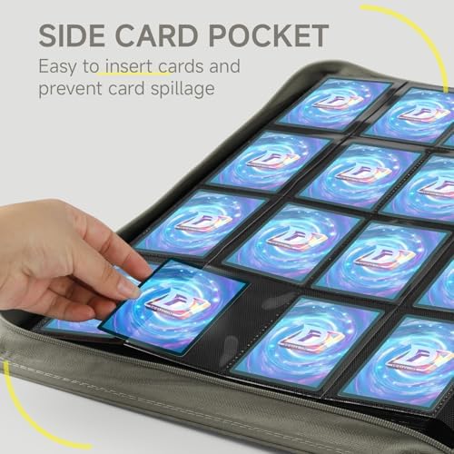 Card Binder with 1024 Cards,16 Pocket Trading Card Binder Includes 32 Page Storage Sleeves,Collection Card Album,Card Holder to Organize and Protect Cards,Grey - Image 5