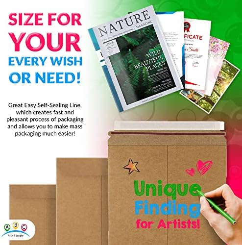 ABC PACK & SUPPLY Rigid Mailers 9 x 11.5 Inch, Brown Cardboard Envelopes, Self Seal Tear Strip, 550 GSM Paperboard, Stay Flat Design, Pack of 100 - Image 4