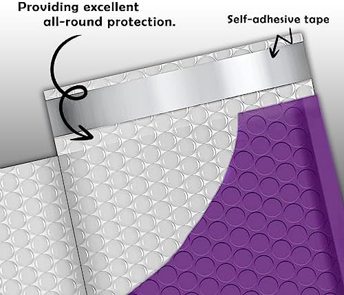 Yens Bulk Purple Poly Bubble Mailers 4x8 500 Pack Usable 4x7 - Image 3