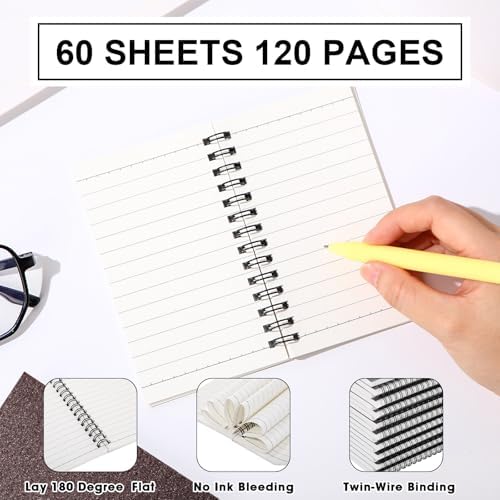 Jutom 18 Pcs Small Spiral Notebook Memo Pad 3x5, Glitter Black,Grey,Coffee - Image 2