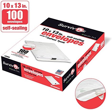 Quality Park Tyvek Envelopes, 100 Pack, Large 10 x 13 Mailers, Easy-to-Open Tamper Evident Pull Strip, Rip, Puncture & Water Resistant Self Sealing Mailing Envelopes for Lightweight Shipping, White - Image 3