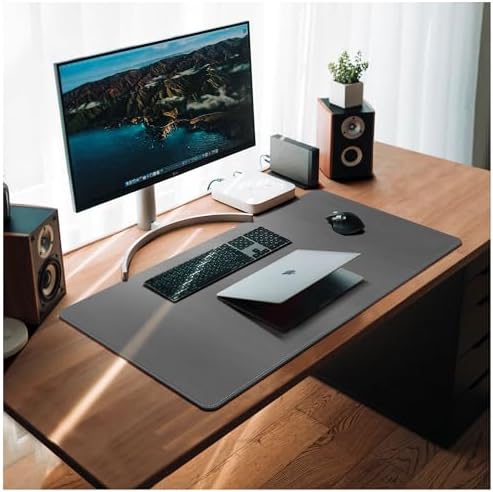 CENNBIE Leather Desk Mat,39.3x19.6 Desk Pad Blotter Protector (Grey) - Image 2