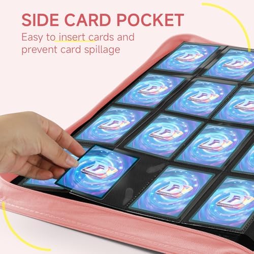 Card Binder with 1024 Cards,16 Pocket Trading Card Binder Includes 32 Page Storage Sleeves,Collection Card Album,Card Holder to Organize and Protect Cards,Pink - Image 5