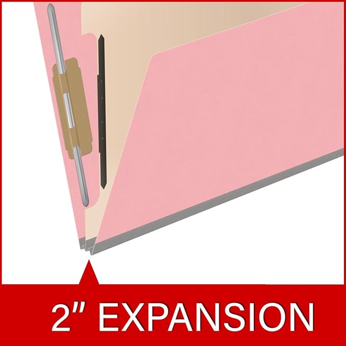 Ecom Folders Heavy Duty Top Tab Classification Folders | Letter Size 18 Pt Stock with 1 Divider | 2/5 Cut Right Position Tab for Medical, Legal and Office Documents | Pink, Box of 10 - Image 7