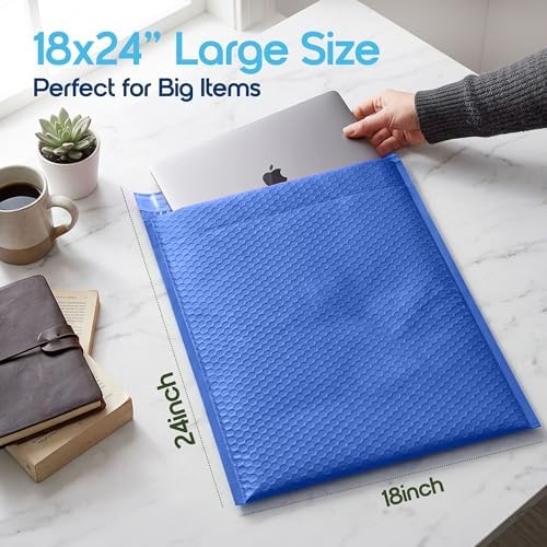 Royal Blue Bubble Mailers 18x23, Poly Padded Envelopes #9, 20 Pack - Image 3