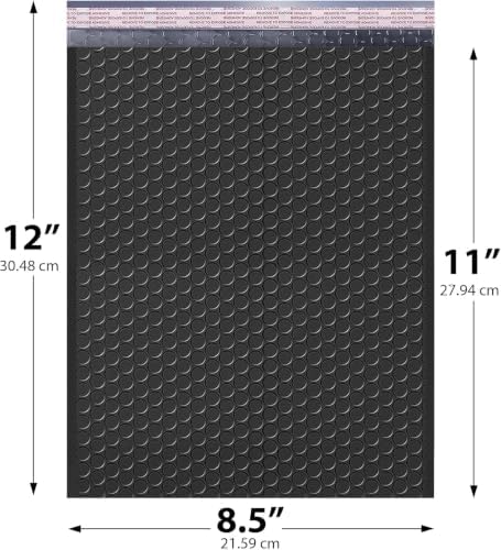 Jet Black Bubble Mailers 8.5x12, Poly Padded Envelopes #2, 300 Pack - Image 2