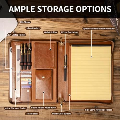 Personalized Leather Portfolio with Front Pocket for 8.5x11" Notepad - Image 2