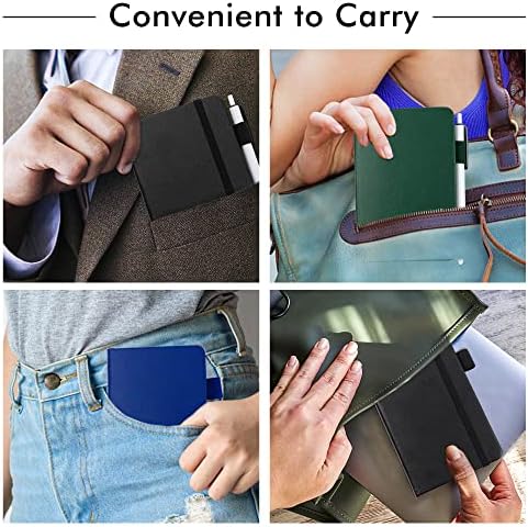 feela 15 Pack Pocket Small Notebooks Bulk, Mini Cute Notepads Hardcover College Ruled Lined Journals with Pen Holder for School Business, with 15 Black Pens, 3.5”x 5.5”, A6, Black Navy Dark Green - Image 5