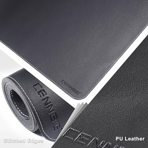 CENNBIE Leather Desk Mat Protector, 35.5" x 16" Office Desk Pad (Black) - Image 3