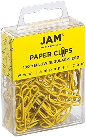 JAM PAPER Colorful Standard Paper Clips - Regular 1 Inch - Yellow Paperclips - 100/Pack - Image 2