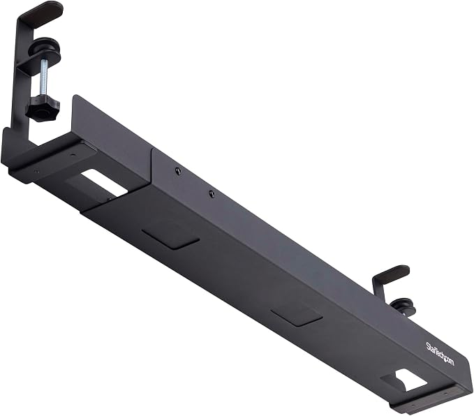 StarTech Under Desk Cable Management Tray, Black (CALB-Desk-Cable-Tray) | Clamp-On Installation, No Drilling Required, Length Adjustable - Image 5