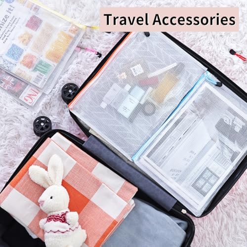 EOOUT 72pcs Mesh Zipper Pouch, A4 Size, 12 Colors Zipper Bags for Organizing Storage, Waterproof Puzzle Bag, Zipper File Bags for Board Games and School Office Supplies - Image 6