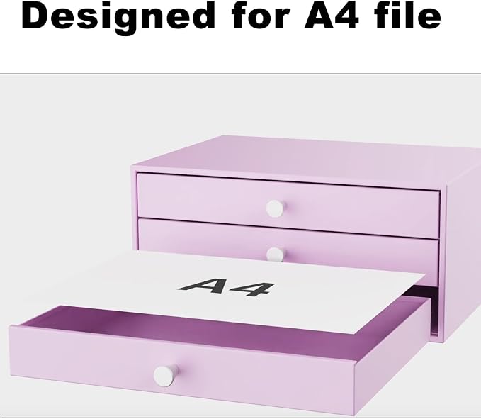 Desktop Drawers, Metal Desk Organizer with Drawer Storage Organizer for A4 File, Desk File Storage Organization for Office, Home, No Assembly Required, White - Image 4