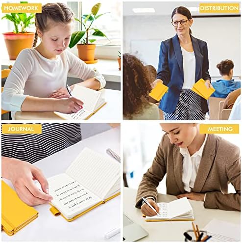 feela 15 Pack Pocket Small Notebooks Bulk, Mini Cute Notepads Hardcover College Ruled Lined Journals with Pen Holder for School Business Memos, with 15 Black Pens, 3.5”x 5.5”, A6, Yellow - Image 7
