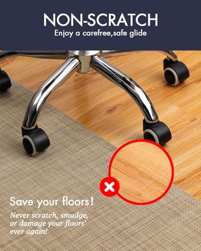 BARoyal Office Chair Mat for Hardwood Floor Under Desk Computer Rolling Chair Mat for Wood/Tile Floor Non-Slip Heavy Duty Desk Rug PVC Plastic Hard Floor Protector 36" x 48"(Linen) - Image 2