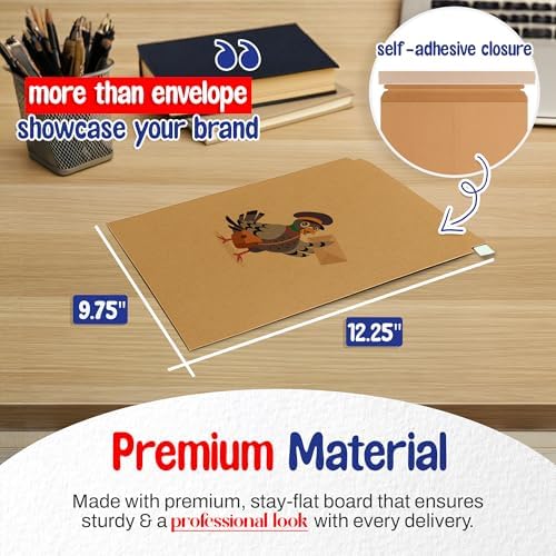 MT Products Custom Printed Mailer Envelopes with Self-Seal Tape 9.75" x 12.25" – Keeps Delicate Items Safe - Image 2