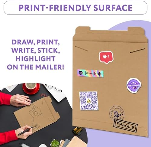APQ Supply Natural Brown Tab Lock Rigid Mailers, 12.75 x 15 Inch. Pack of 100 Cardboard Envelopes for Photos, Documents. Sturdy Stay Flat Mailers with Tab Lock Closure. Hard Rigid Shipping Envelopes - Image 4