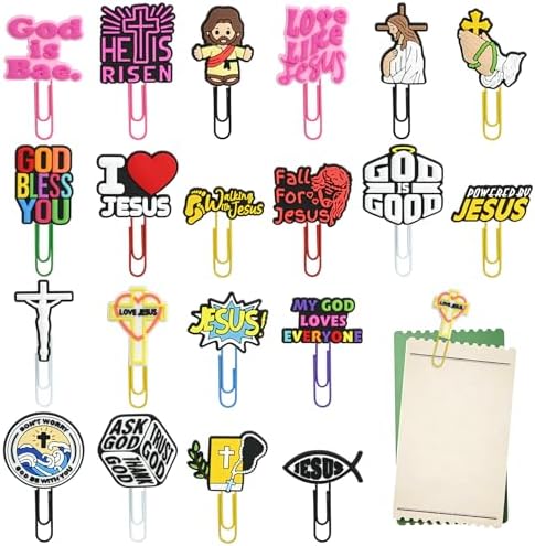 Paper Clips, 20pcs Jesus PaperClips Medium Colored Binder Clips Assorted Book Mark for Paperwork Office School Decorative by XHAOYEAHX