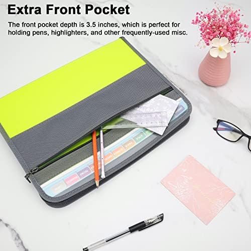 NAFY Expanding File Folders, 2Pack 13 Pockets Document Organizer with Zipper, A4 Letter Size Portable Accordion Expanding File Folders with Multicolor Labels for Office School Supplies (Black+Green) - Image 4