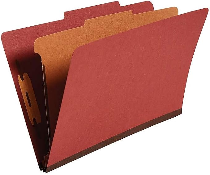 Staples Classification Folders, Legal Size, 2/5‑Cut Top Tab, Red, 1‑Divider, Heavy‑Duty Fastener Design – 20/Box - Image 5