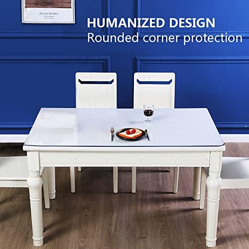 Clear Plastic Dining Table Protector PVC Vinyl Tablecloth Kids Painting Desk Pad Mat Wood Furniture Coffee End Entryway Sofa Side Cabinet Top Protection Waterproof Rectangular 23.6x48 Inch 1.5mm Thick - Image 3