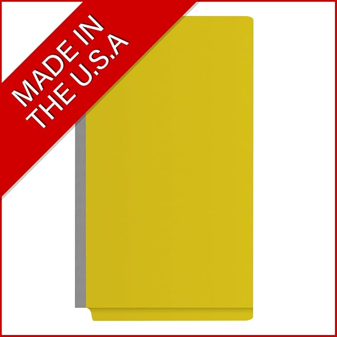 Ecom Folders Top Tab Pressboard Classification Folders | Legal Size 25 Pt Stock with 1 Divider | 2/5 Cut ROC Tab for Medical & Office Filing | 4 Filing Sections | Yellow, Box of 10 - Image 5