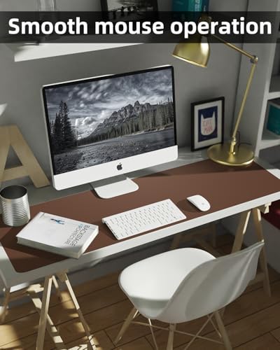 Leather Desk Pad Protector,48"x 17"Desk Mat Large, Mouse Pad, Non-Slip PU Leather Desk Blotter,Waterproof Desk Pad for Office/Home Brown - Image 4