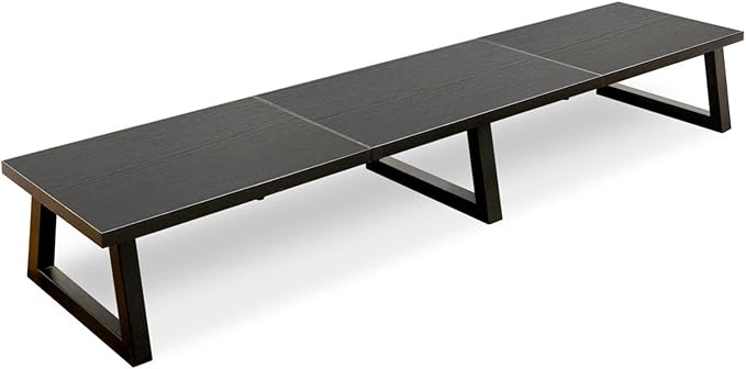 TEAMIX 42 inch Large Dual Monitor Riser, Desk Organizer Stand for TV Laptop | Extra Long Computer Stand Shelf, Wood & Steel TV Riser, Holds 300lbs, Keyboard & PS5 Storage Below, For Home Office & Gaming by TEAMIX